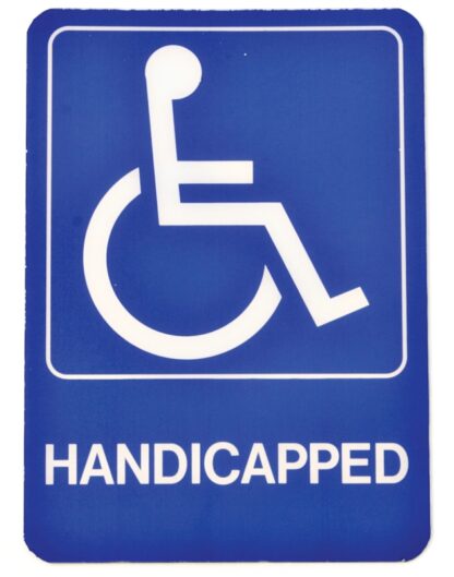 Hy-Ko D-17 Graphic Sign, Rectangular, HANDICAPPED, White Legend, Blue Background, Plastic, 5 in W x 7 in H Dimensions Sells in Quantity of 5