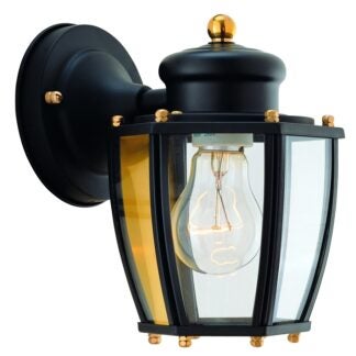 Boston Harbor HV-66961-BK Outdoor Wall Lantern, 120 V, 60 W, Steel Fixture, Black Fixture