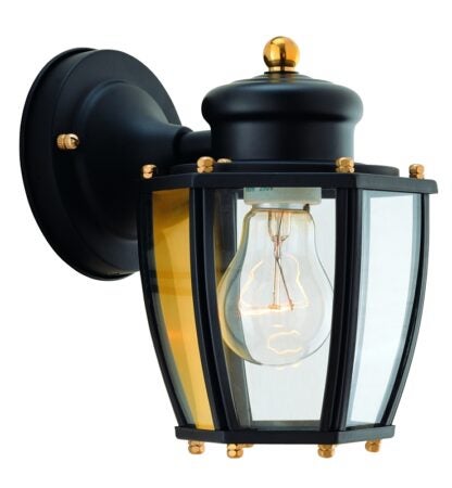 Boston Harbor HV-66961-BK Outdoor Wall Lantern, 120 V, 60 W, Steel Fixture, Black Fixture