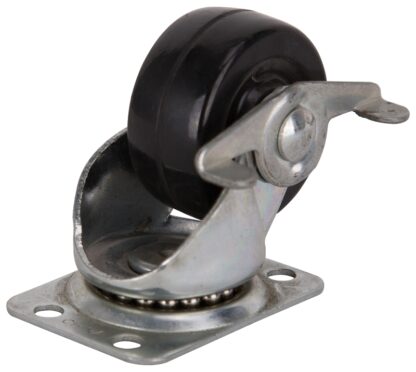 ProSource JC-H09 Swivel Caster, 2 in Dia Wheel, 7/8 in W Wheel, Rubber Wheel, Black, 125 lb, Steel Housing Material