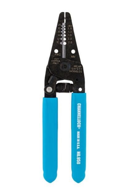 Channellock 958 Wire Stripper, 10 to 20 AWG Wire, 10 to 20 AWG Stripping, 6-1/4 in OAL, Gripper Handle, Steel Handle