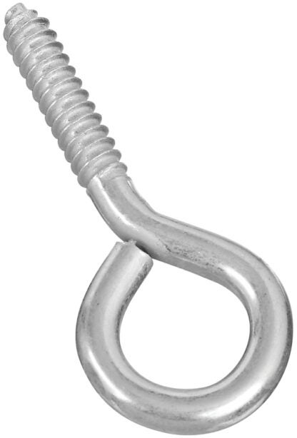 National Hardware N220-418 Large Screw Eye, #0, 2 in L Thread, 3-7/8 in OAL, 190 lb Working Load, Steel, Zinc Sells in Quantity of 10