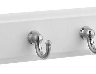 National Hardware Keytidy B8175 Series 813071 Key Rack, 4-Key Hook, Wood, White, Satin Nickel, 8-3/4 in L, 4 in W