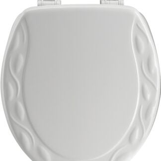 Mayfair 34EC-000 Toilet Seat, Round, Wood, White, Twist Hinge