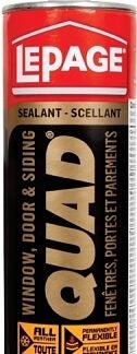 LePage Quad 1306768 Window Door and Siding Sealant, Clear, 7 to 14 days Curing, 20 to 100 deg F, 295 mL Cartridge