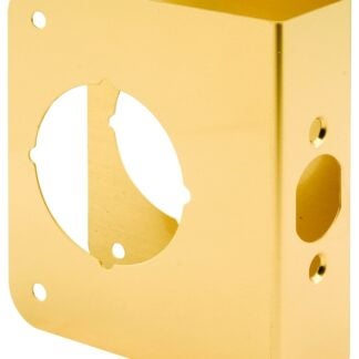 Prime-Line U 9555 Lock and Door Reinforcer, 2-3/8 in Backset, 1-3/8 in Thick Door, Brass, Brass, 4-1/2 in H, 3-7/8 in W