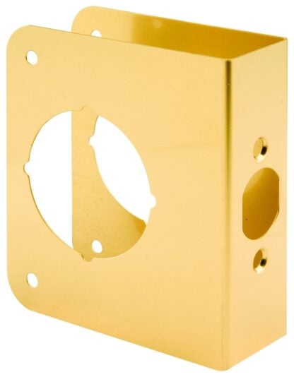 Prime-Line U 9555 Lock and Door Reinforcer, 2-3/8 in Backset, 1-3/8 in Thick Door, Brass, Brass, 4-1/2 in H, 3-7/8 in W