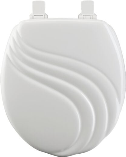 Mayfair 27EC-000 Toilet Seat, Round, Wood, White, Twist Hinge