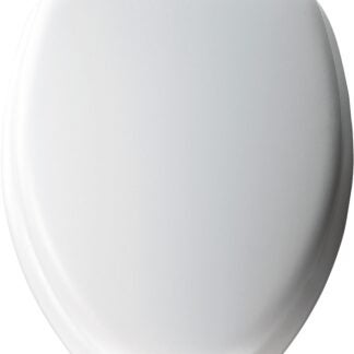 Mayfair 115EC-00 Toilet Seat with Cover, Elongated, Vinyl/Wood, White, Twist Hinge