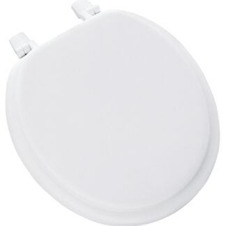 Mayfair 11-000 Toilet Seat, Round, Plastic, White, Top-Tite Hinge