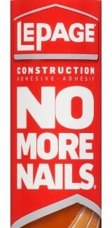 LePage No More Nails 1654662 Paneling and Molding Construction Adhesive, White, 266 mL Cartridge