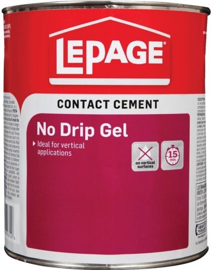 LePage Pres-Tite 1504628 Gel Contact Cement, Liquid, Solvent, Yellow, 946 mL Can