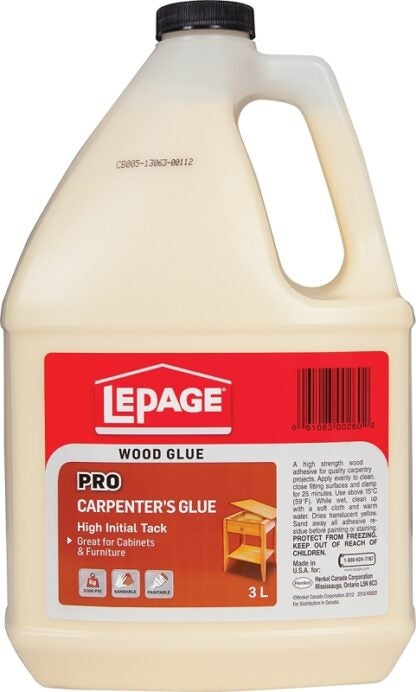 LePage 530538 Carpenter's Glue, Translucent Pale Yellow, 3 L Jug