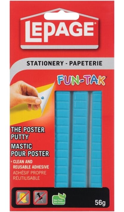 LePage Fun-Tak 1087960 Mounting Putty, Solid, Blue, 56 g Carded