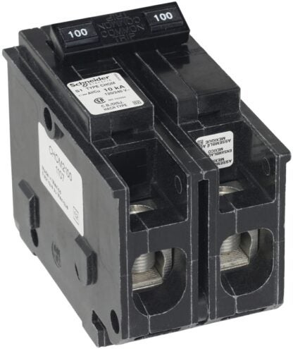 Square D Homeline CHOM2100CP Circuit Breaker, Mini, Standard, 100 A, 2 -Pole, 120/240 VAC, Plug Mounting