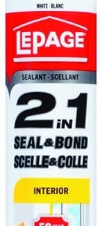 LePage Seal & Bond 1733514 2-in-1 Adhesive and Sealant, White, 295 mL