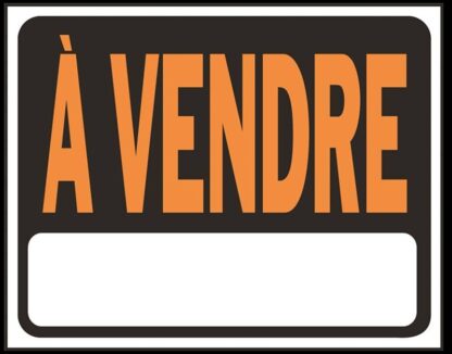 Hy-Ko SP-130 Sign, A VENDRE, Orange Legend, Black Background Sells in Quantity of 5