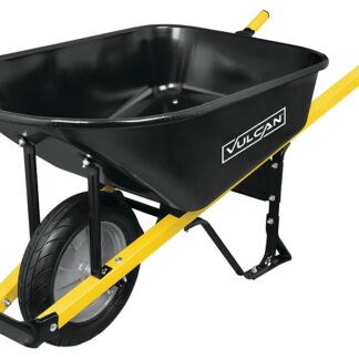 Vulcan 34472 Contractor Wheelbarrow, 6 cu-ft Volume, Steel Tray, 1-Wheel, Flat Free Wheel, 16 in Wheel