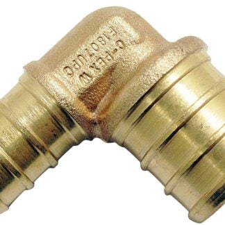 Apollo CPXE1234 Pipe Elbow, 1/2 x 3/4 in, 90 deg Angle, Brass Sells in Quantity of 5