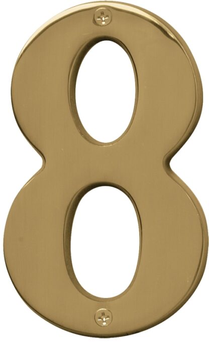 Hy-Ko Prestige Series BR-51PB/8 House Number, Character: 8, 5 in H Character, Brass Character, Solid Brass Sells in Quantity of 3