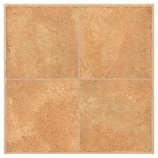 ProSource CL3681 Vinyl Floor Tile, 12 in L Tile, 12 in W Tile, Square Edge, Beige Inlay