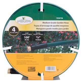 Landscapers Select BL5820100HM Garden Hose, 100 ft L, Female x Male, PVC, Green