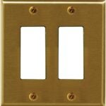 Atron 2-163RRBR Wallplate, 5 in L, 4-3/4 in W, 2-Gang, Metal, Brass