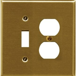 Atron 2-163TDBR Wallplate, 6-1/4 in L, 2-Gang, Brass, Gold