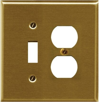 Atron 2-163TDBR Wallplate, 6-1/4 in L, 2-Gang, Brass, Gold