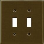 Atron Traditional Series 2-163TTAB Wallplate, 4-3/4 in L, 5 in W, 2-Gang, Metal, Antique Brass