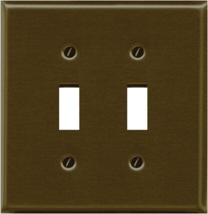 Atron Traditional Series 2-163TTAB Wallplate, 4-3/4 in L, 5 in W, 2-Gang, Metal, Antique Brass