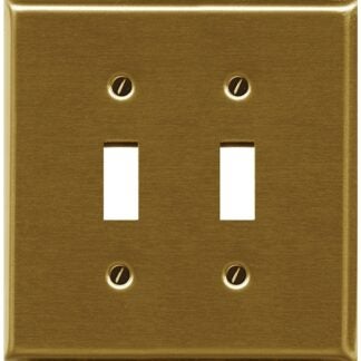 Atron Traditional Series 2-163TTBR Wallplate, 4-3/4 in L, 5 in W, 2-Gang, Metal, Brass