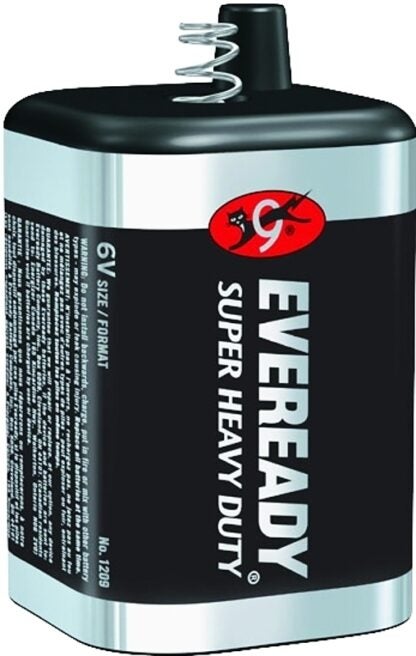 Eveready 1209 Lantern Battery, 6 V Battery, 12 Ah, Zinc, Manganese Dioxide