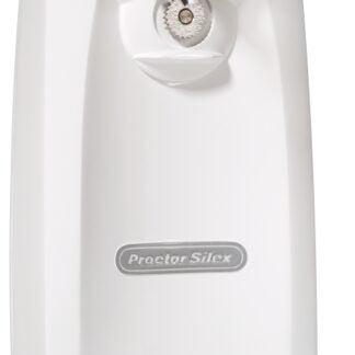 Proctor Silex 75670 Can Opener with Knife Sharpener, Plastic, White