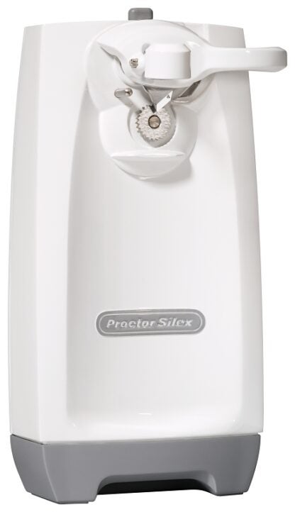 Proctor Silex 75670 Can Opener with Knife Sharpener, Plastic, White