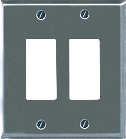 Atron Traditional Series 2-161RR Wallplate, 5 in L, 4-5/8 in W, 2-Gang, Metal, Chrome