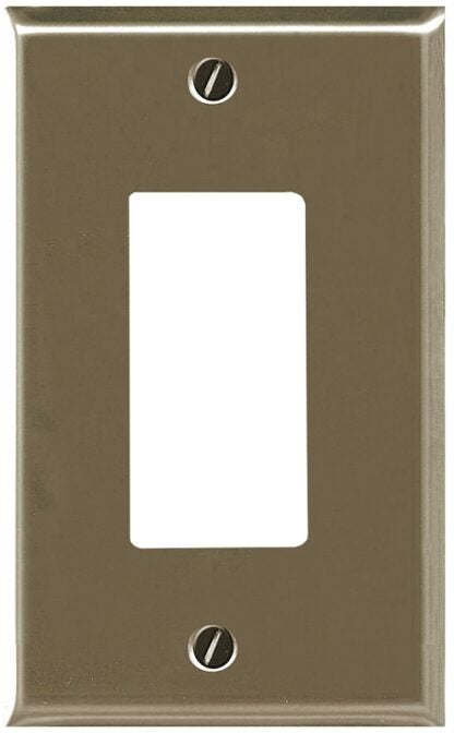 Atron Traditional Series 2167RBN Wallplate, 4-15/16 in L, 2-7/8 in W, 1-Gang, Metal, Satin Nickel