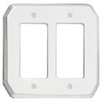 Atron 1037RR Double Rocker Wallplate, 13.7 cm L, 5.43 in W, 2-Gang, Plastic, White