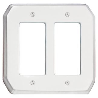 Atron 1037RR Double Rocker Wallplate, 13.7 cm L, 5.43 in W, 2-Gang, Plastic, White