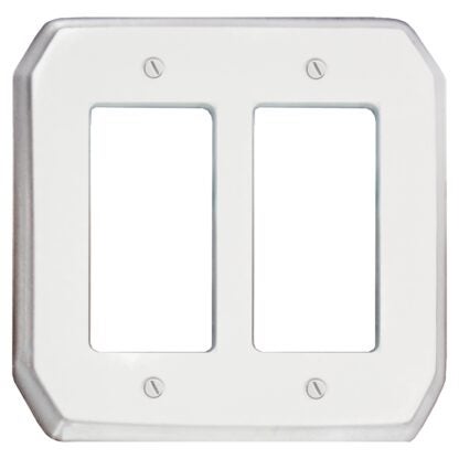 Atron 1037RR Double Rocker Wallplate, 13.7 cm L, 5.43 in W, 2-Gang, Plastic, White