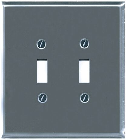 Atron Traditional Series 2-161TT Wallplate, 4-3/4 in L, 5 in W, 2-Gang, Metal, Chrome