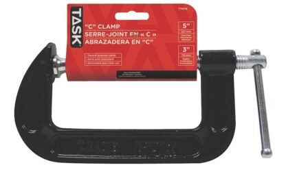 Task T74018 C-Clamp, 5 in Max Opening Size, 3 in D Throat, Steel Body