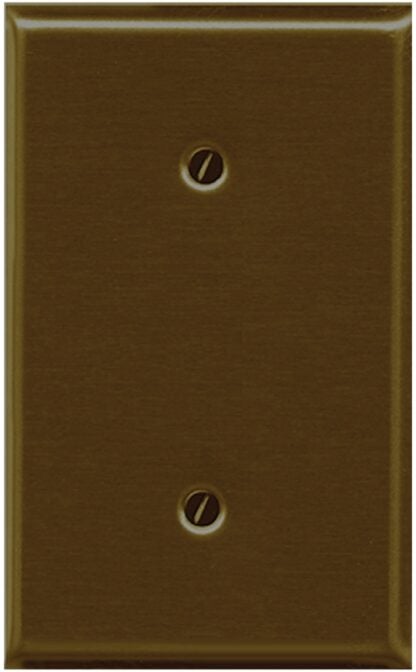 Atron Traditional Series 2-163BAB Blank Wallplate, 3.8 in W, 0.36 in Thick, 1-Gang, Metal, Antique Brass