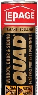 LePage QUAD 1637329 Door and Siding Sealant, 7 to 14 days Curing, 20 to 100 deg F, 295 mL Cartridge