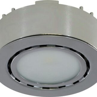 Liteline UCP-LED1-CH Puck Light, 12 V, 2 W, 1-Lamp, LED Lamp, 130 Lumens, 3000 K Color Temp, Chrome Fixture