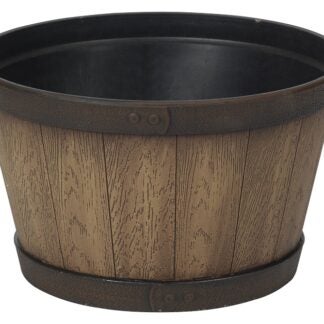 Garant HTN1512NO Whiskey Barrel Tennessee Planter, 15-1/2 in Dia, 12.2 in H, Resin, Natural Oak