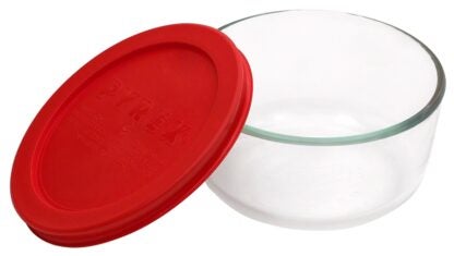 Pyrex 1069619 Food Container, Glass, 4-3/4 in Dia, 2-1/4 in H