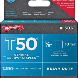 Arrow T50 Series 50624 Flat Crown Staple, 3/8 in W Crown, 3/8 in L Leg Sells in Quantity of 4