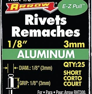 Arrow RSA1/8 Pop Rivet, Short, 1/8 in L, Aluminum