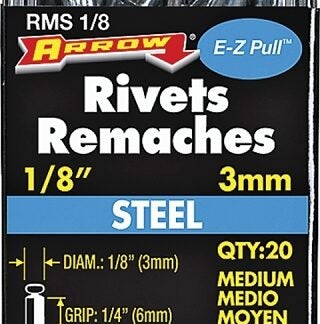 Arrow RMS1/8 Pop Rivet, Medium, 1/4 in L, Steel